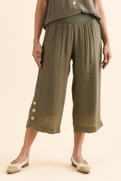 Lettie Khaki Button Pants