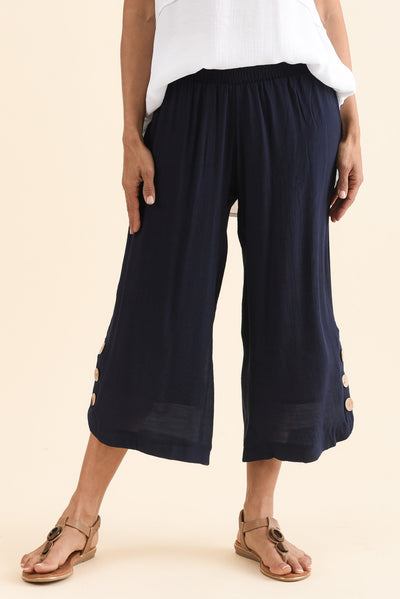 Lettie Navy Button Pants