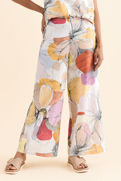 Lexton Yellow Floral Linen Pants