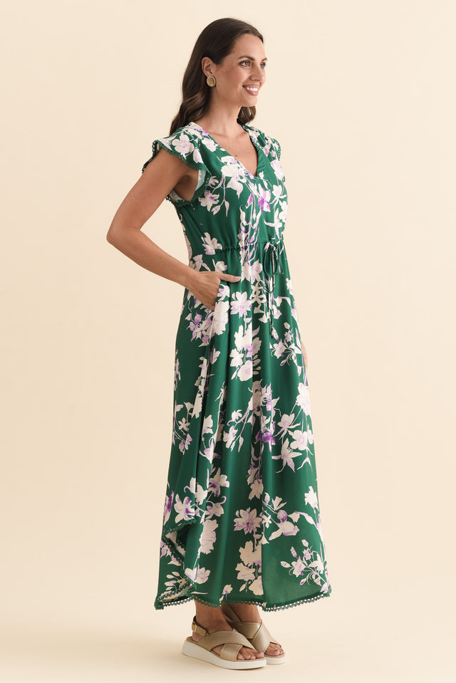Libby Green Flower Midi Dress,Brunette model,alt text|model:MJ image 5