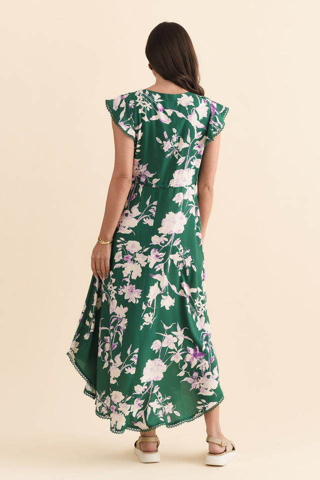 Libby Green Flower Midi Dress,Brunette model,alt text|model:MJ image 6