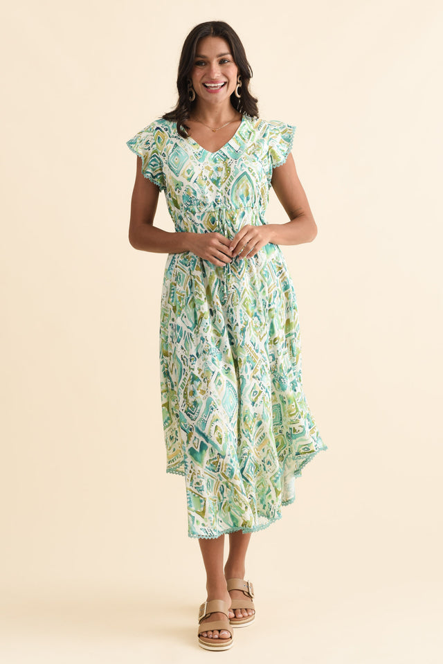 Libby Green Mosaic Midi Dress,Brunette model,alt text|model:Brontie image 7