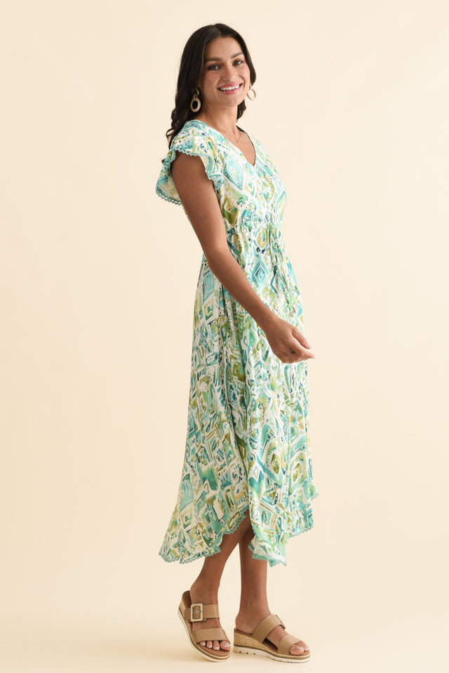 Libby Green Mosaic Midi Dress,Brunette model,alt text|model:Brontie image 4