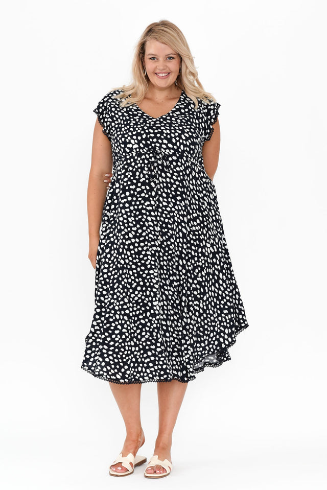 Libby Navy Spot Midi Dress,Blonde model,alt text|model:Shandre image 8