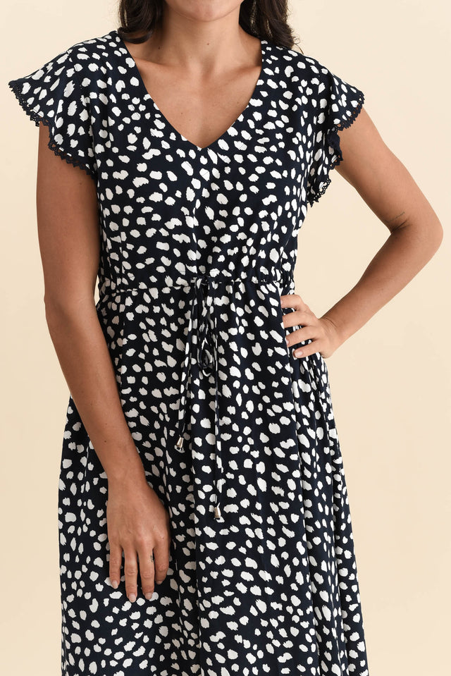 Libby Navy Spot Midi Dress,Brunette model,alt text|model:Brontie image 6