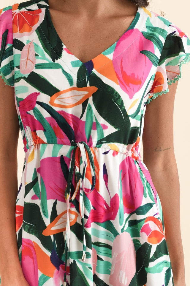 Libby Pink Flower Midi Dress,Brunette model,alt text|model:Brontie image 7