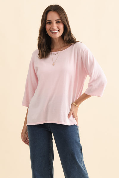 Liberty Pink Cotton Knit 3/4 Sleeve Top