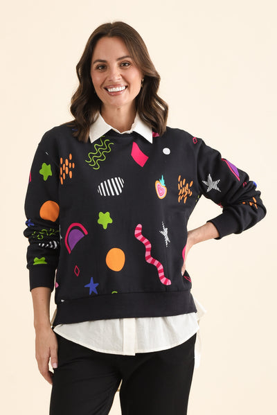 Licorice Galaxy Navy Cotton Sweatshirt
