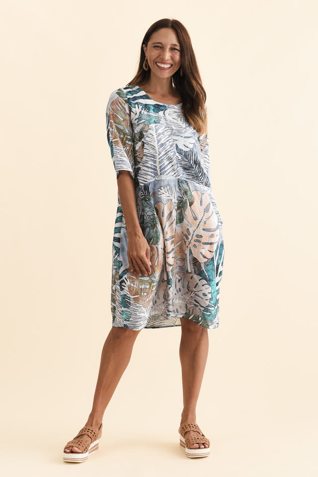Lilibet Green Leaf Cotton Pocket Dress,Brunette model,alt text|model:Cara image 7