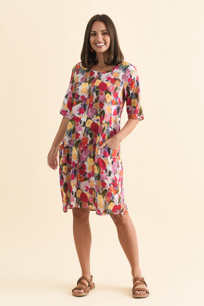 Lilibet Pink Floral Cotton Pocket Dress
