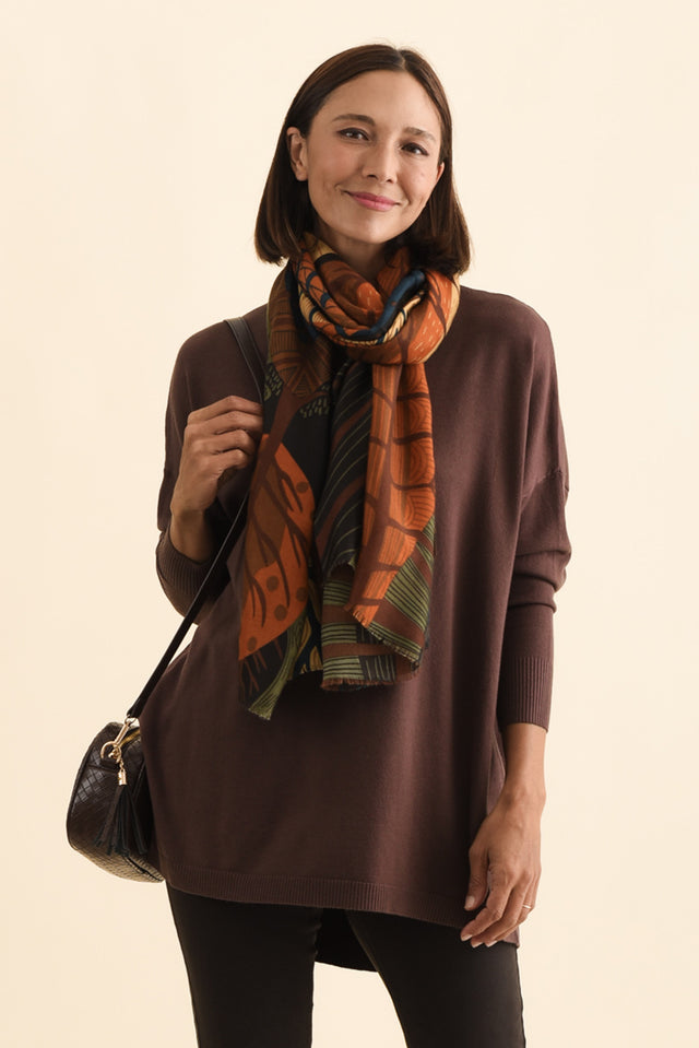 Linnea Brown Leaf Scarf image 4