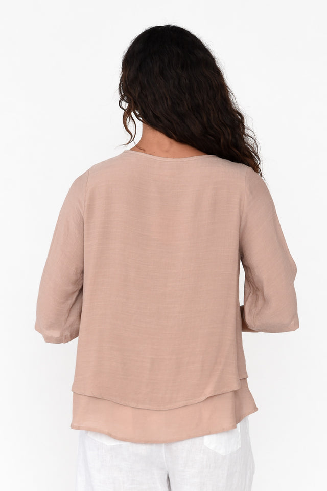Liora Beige Cotton Blend Layered Top