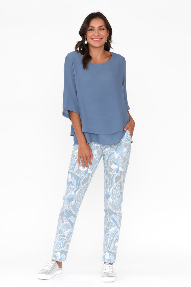 Liora Steel Cotton Blend Layered Top