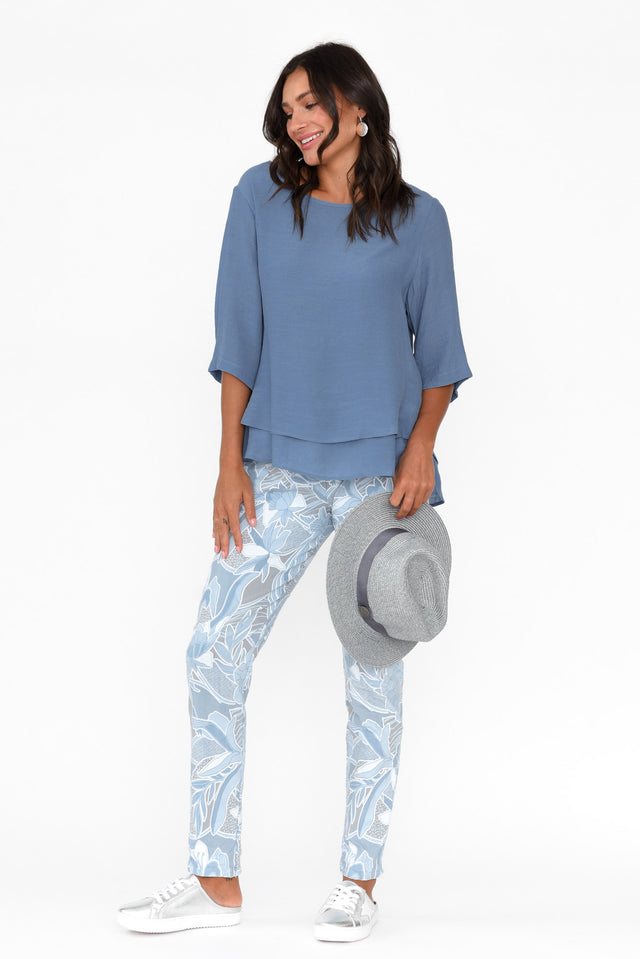 Liora Steel Cotton Blend Layered Top