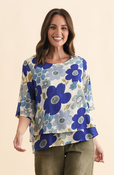 Liora Blue Garden Layered Top