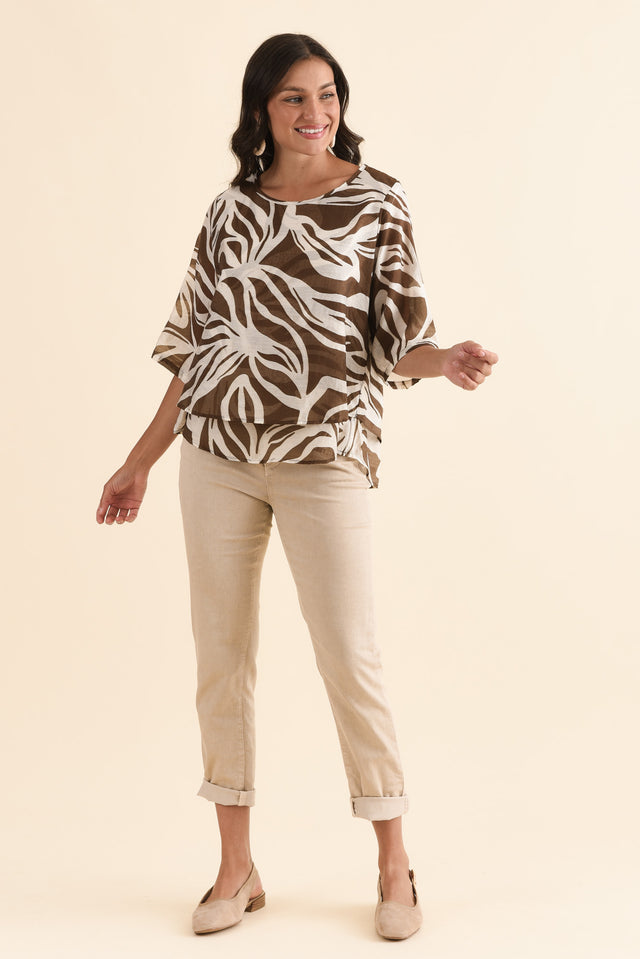 Liora Chocolate Leaf Layered Top,Full Body,Brunette model,alt text|model:Brontie image 2
