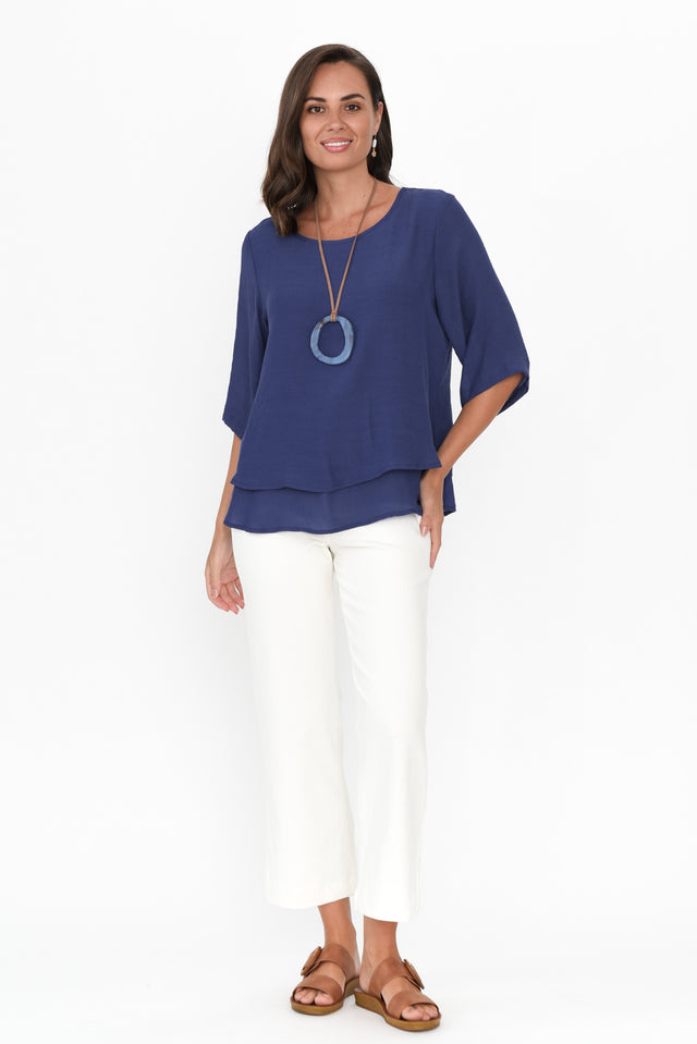 Liora Cobalt Cotton Blend Layered Top