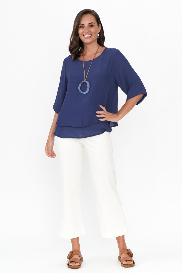 Liora Cobalt Cotton Blend Layered Top