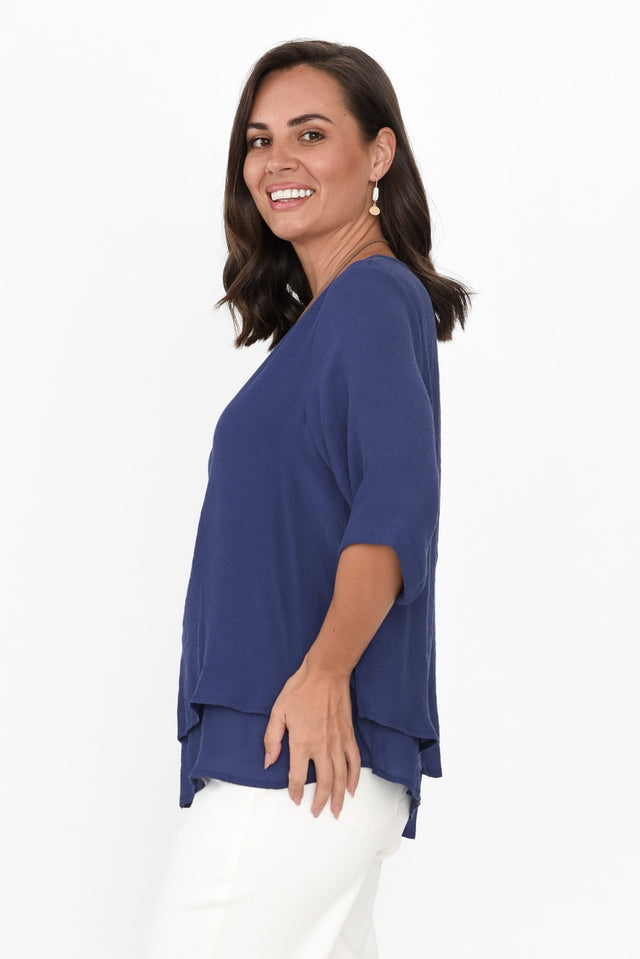 Liora Cobalt Cotton Blend Layered Top