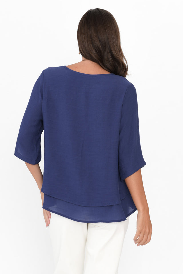 Liora Cobalt Cotton Blend Layered Top