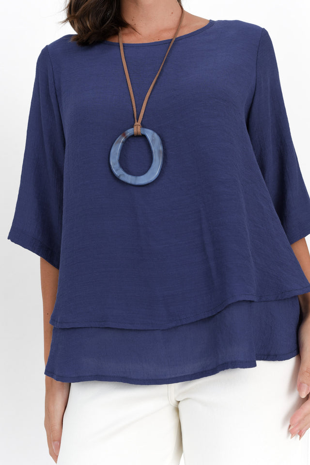 Liora Cobalt Cotton Blend Layered Top