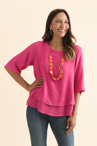 Liora Fuchsia Layered Top