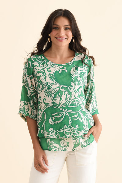 Liora Green Swirl Layered Top