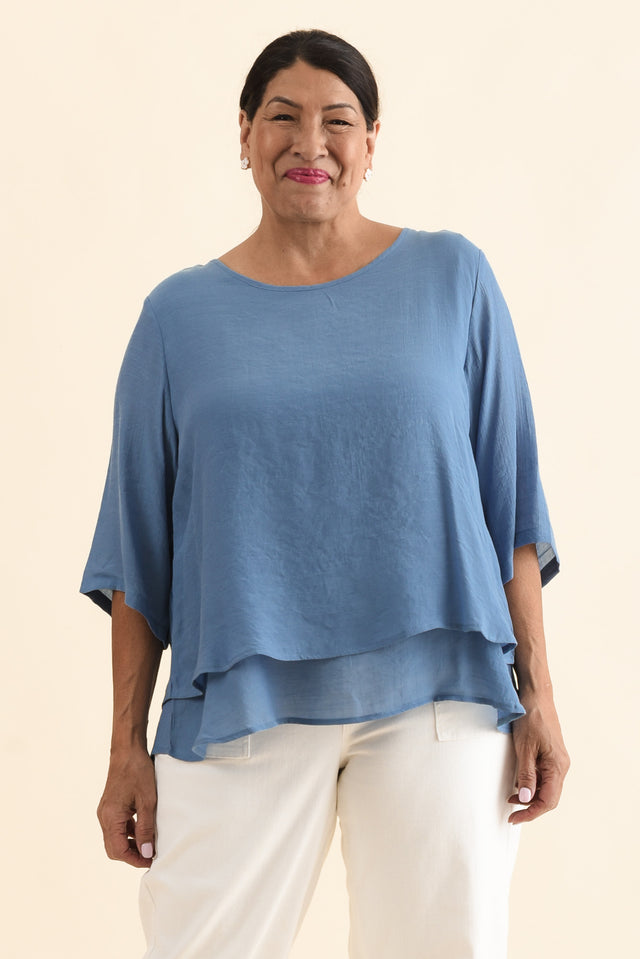 Liora Steel Layered Top,Front,Brunette model,alt text|model:Pilita image 9