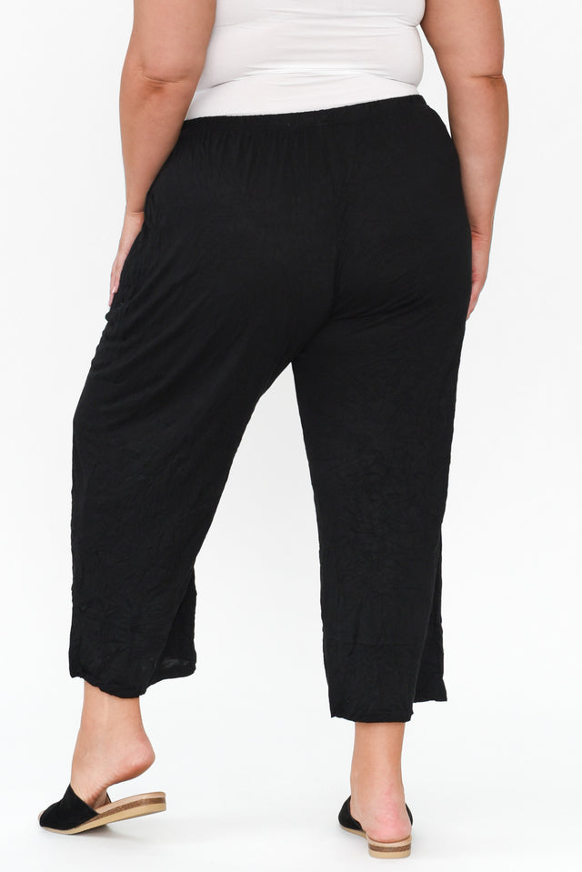 Lira Black Crinkle Cotton Wide Leg Pants image 9