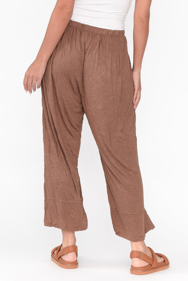 Lira Brown Crinkle Cotton Wide Leg Pants image 6