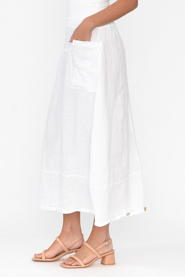 Lisette White Linen Pocket Skirt