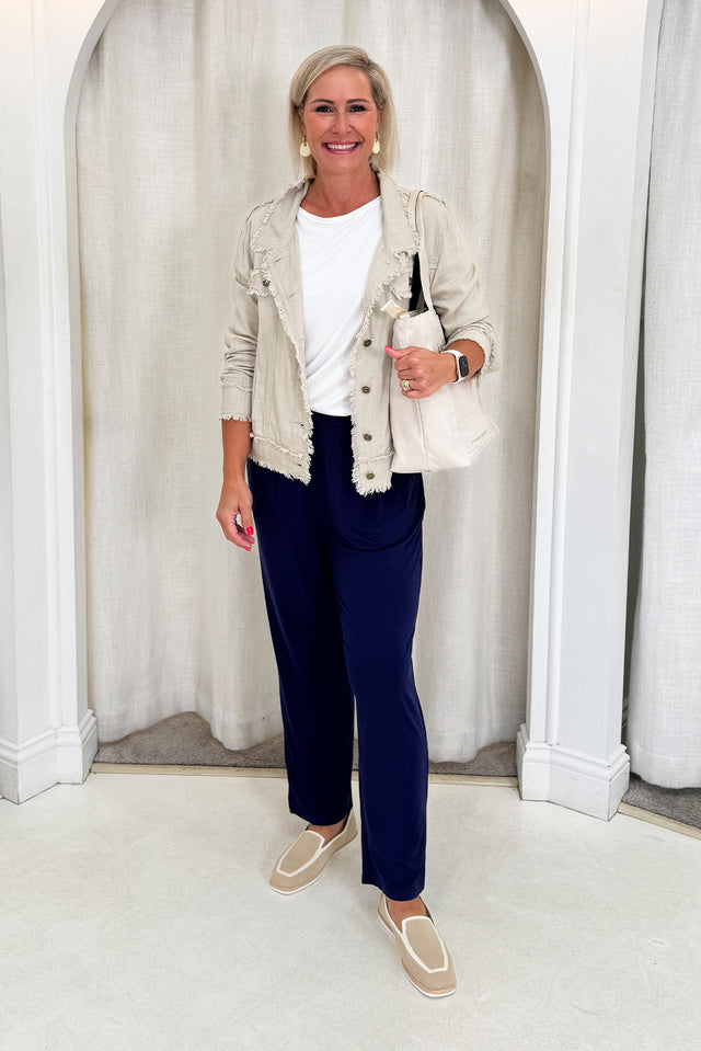 Oakley Beige Linen Frayed Jacket image 7