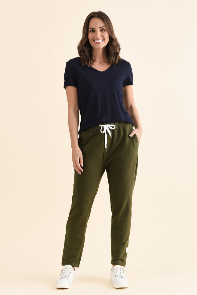 Lobby Dark Khaki Cotton Relaxed Sweatpants image 6