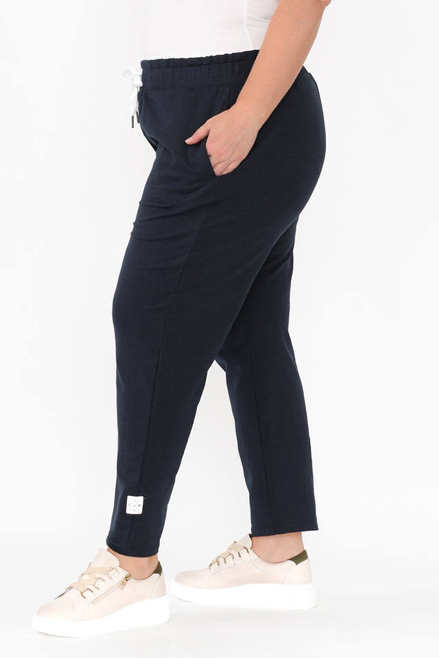 Lobby Navy Cotton Relaxed Sweatpants,Blonde model,alt text|model:Caitlin image 11