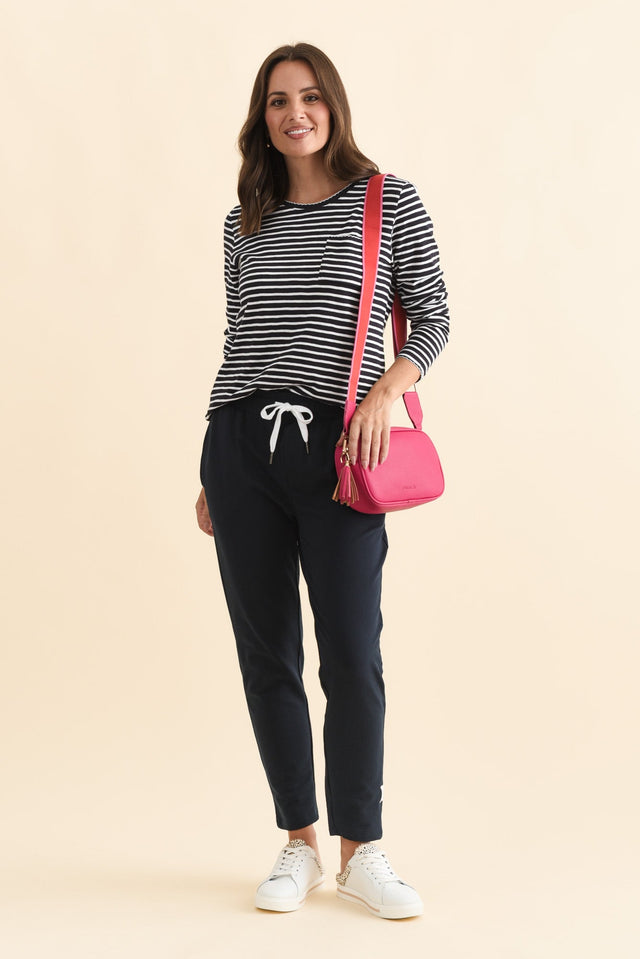 Lobby Navy Cotton Relaxed Sweatpants,Brunette model,alt text|model:MJ image 4