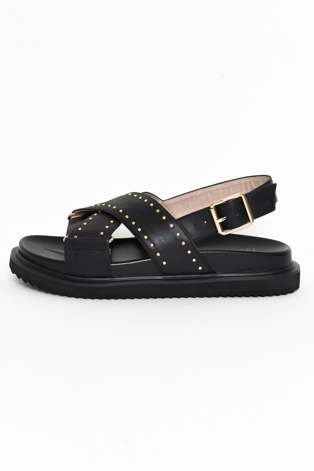 Loddie Black Leather Crossover Sandal