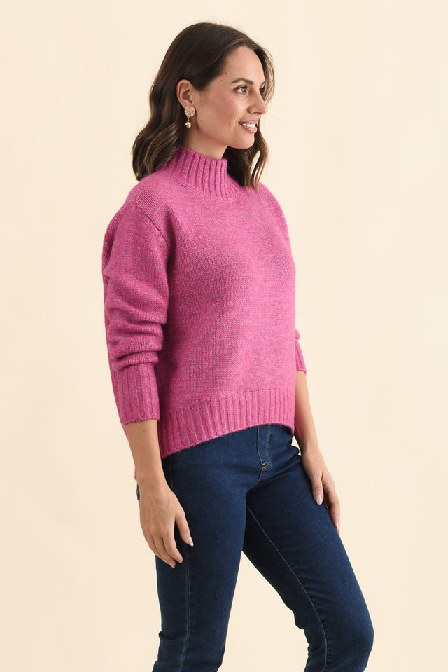 Lola Pink Knit Jumper,Brunette model,alt text|model:MJ image 3
