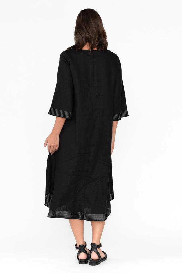 Lolita Black Linen Pocket Dress