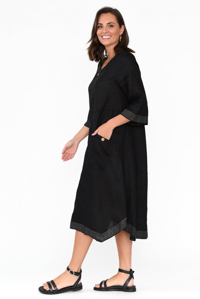 Lolita Black Linen Pocket Dress image 4