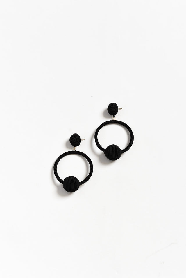 Lolita Black Woven Circle Drop Earrings image 1