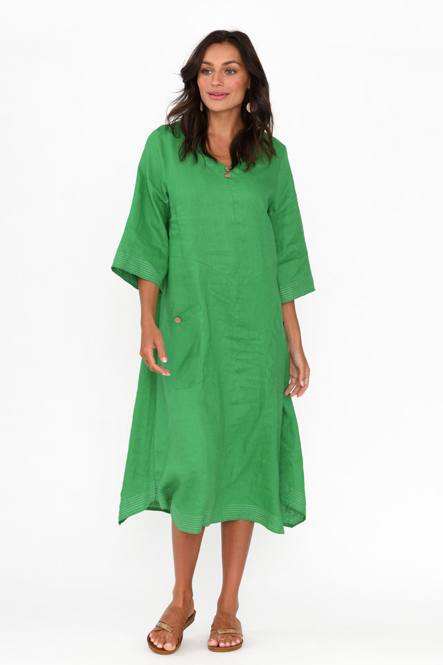 Lolita Green Linen Pocket Dress image 3