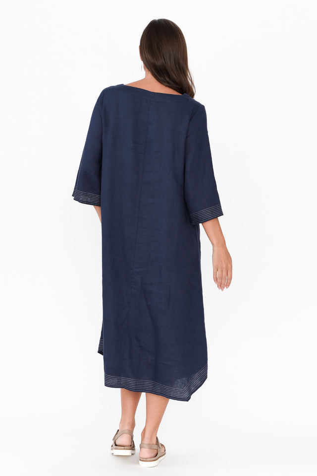 Lolita Navy Linen Pocket Dress