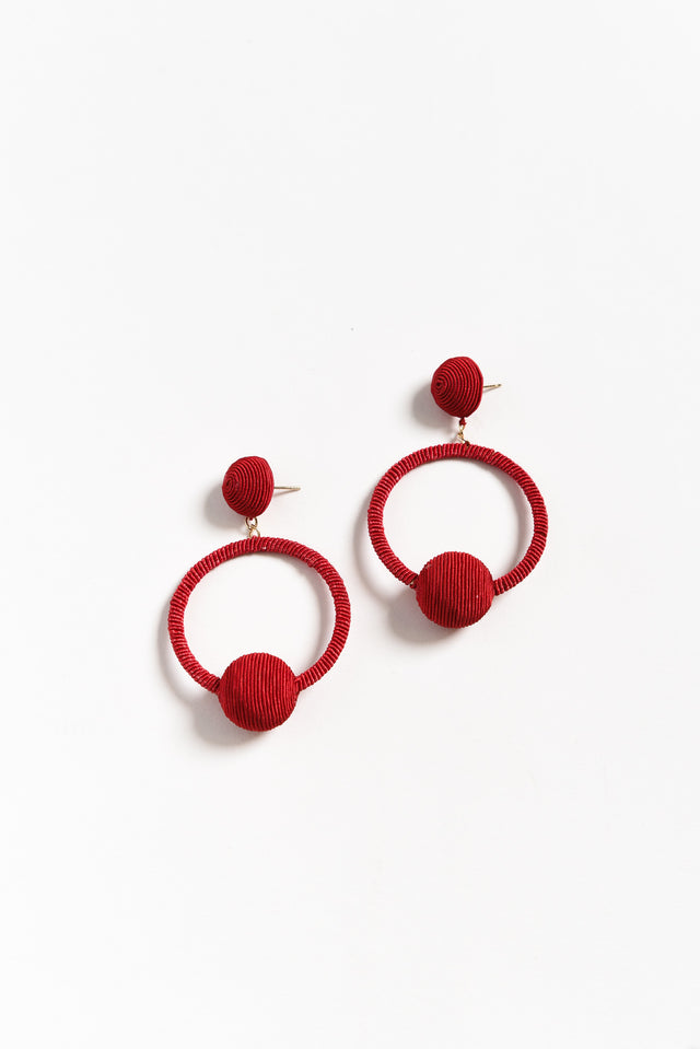 Lolita Red Woven Circle Drop Earrings image 1