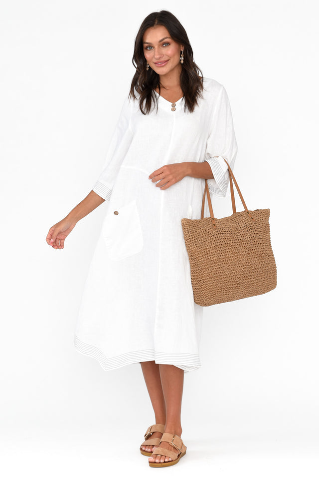 Lolita White Linen Pocket Dress