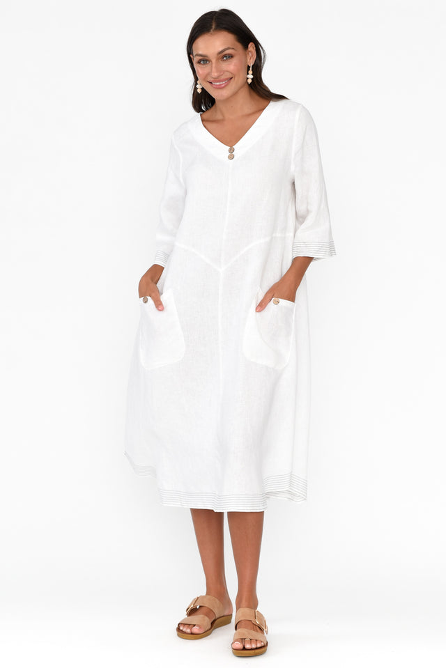 Lolita White Linen Pocket Dress