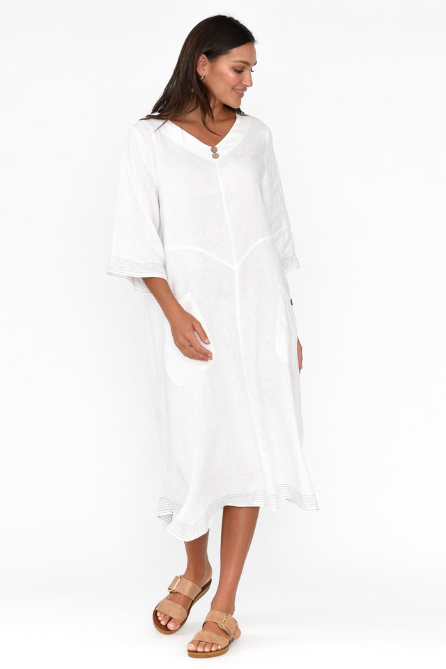 Lolita White Linen Pocket Dress