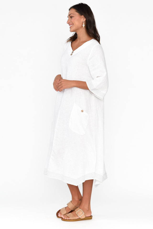 Lolita White Linen Pocket Dress