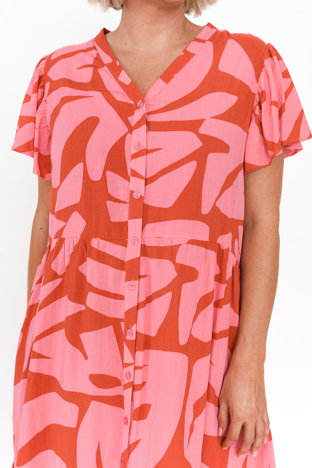 Lomani Pink Leaf Shirt Dress image 6