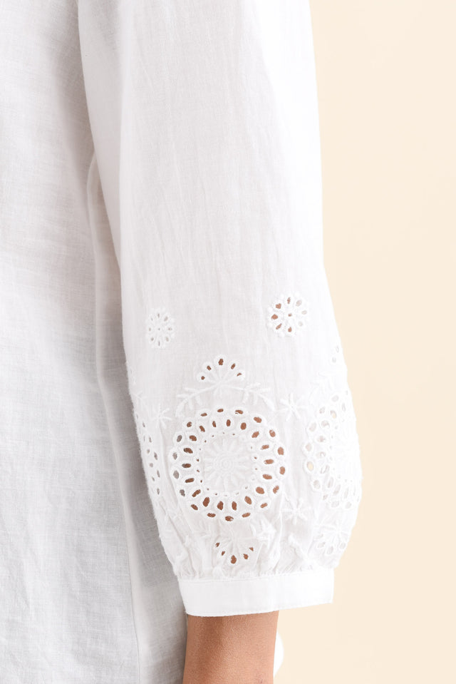 Loretta White Cotton Embroidered Blouse image 7