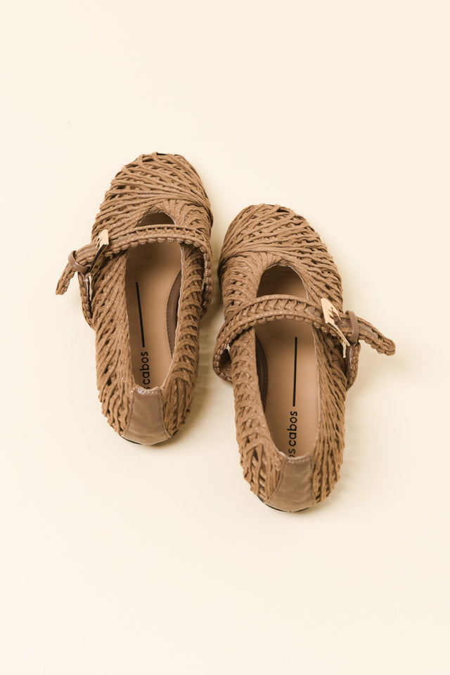 Lot Tan Woven Ballet Flat image 4